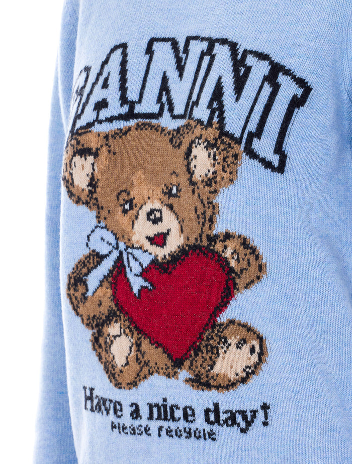 Ganni Sweaters Blue Wool