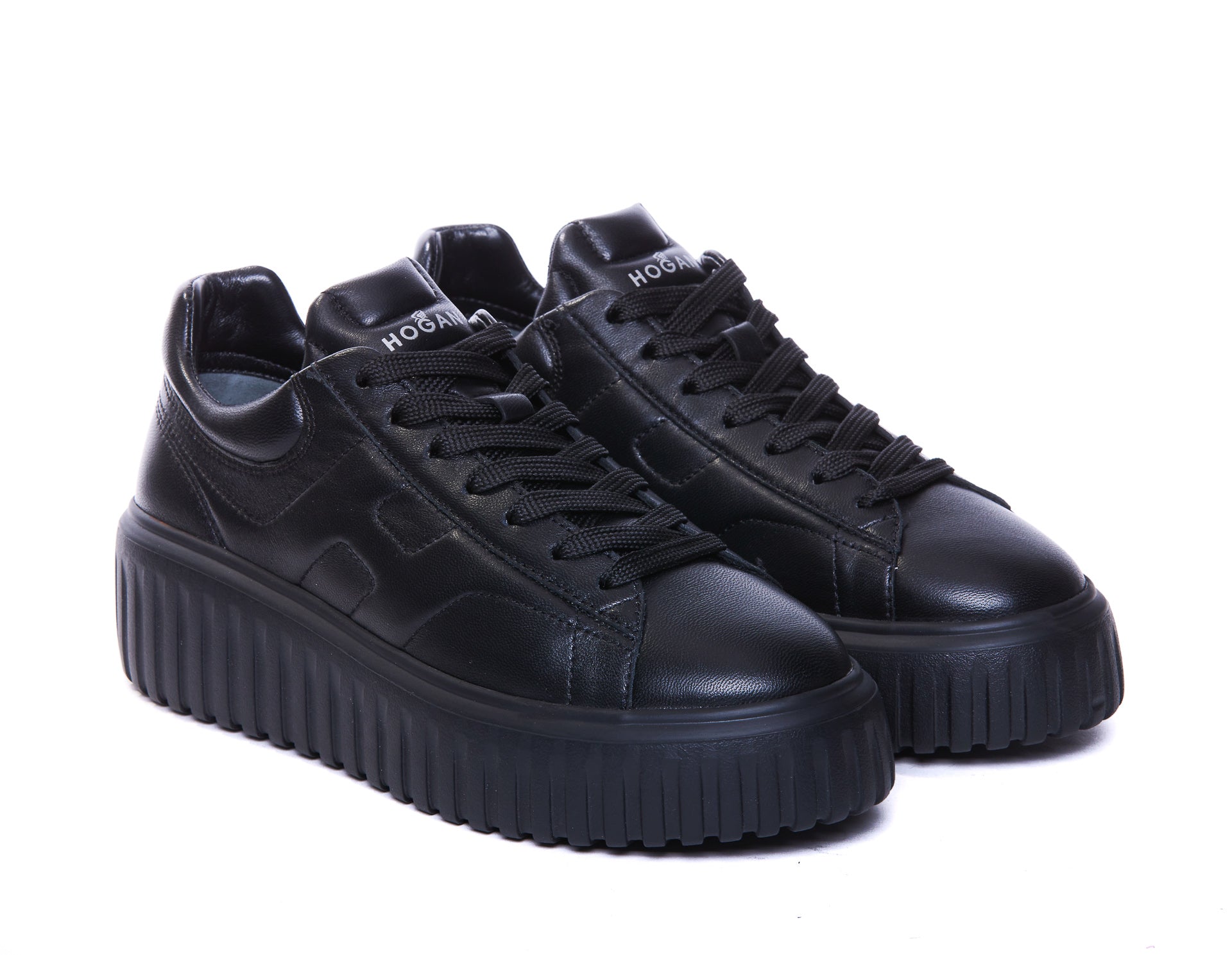 Hogan Sneakers Black Calf Leather/rubber Sole