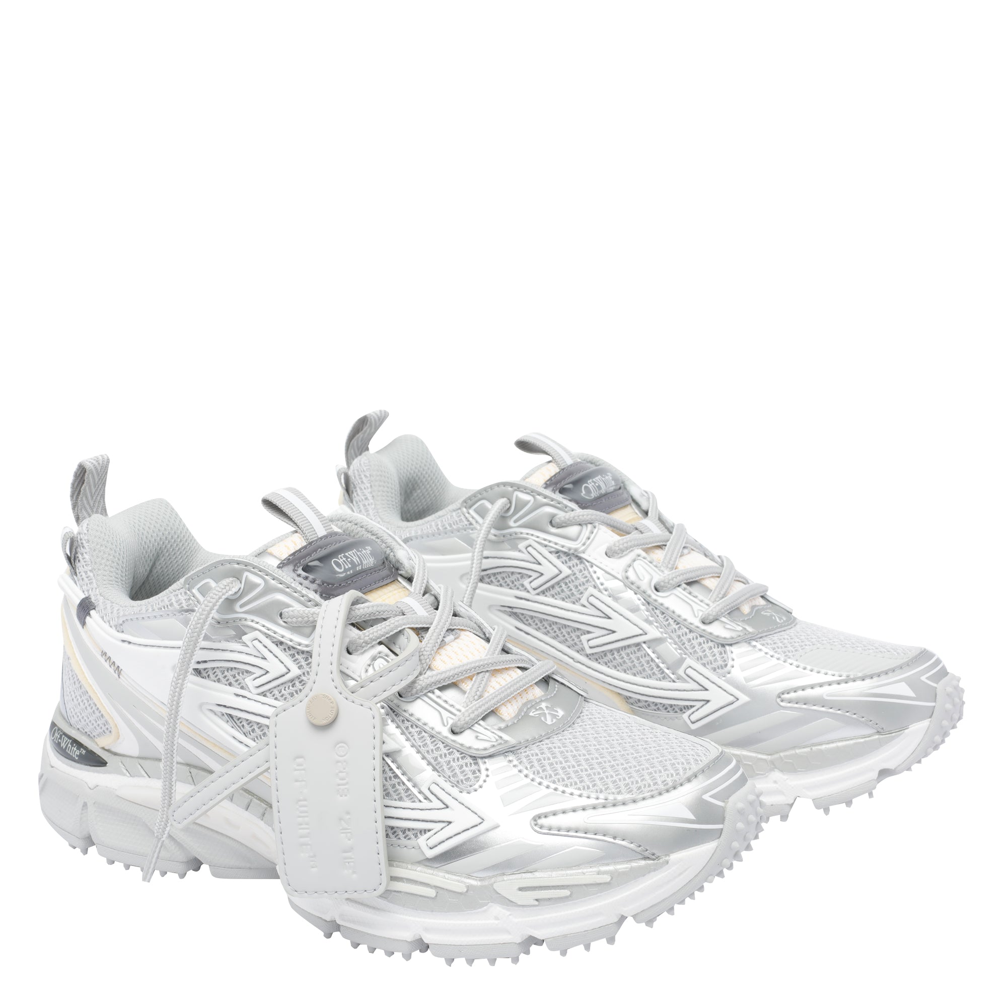 Off White Sneakers Grey Fabric Rubber/rubber Sole
