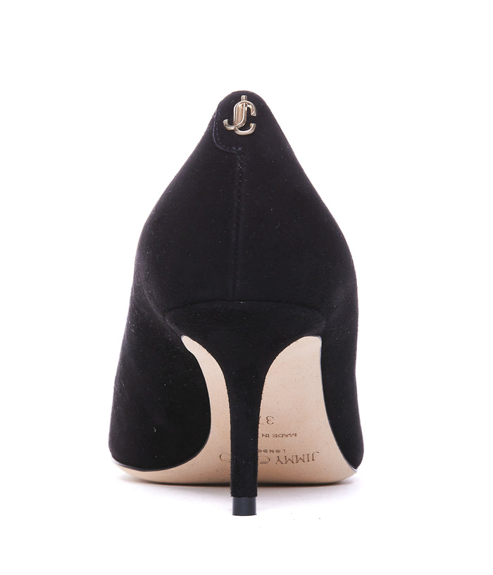 Jimmy Choo With Heel Black Suede Leather/leather Sole
