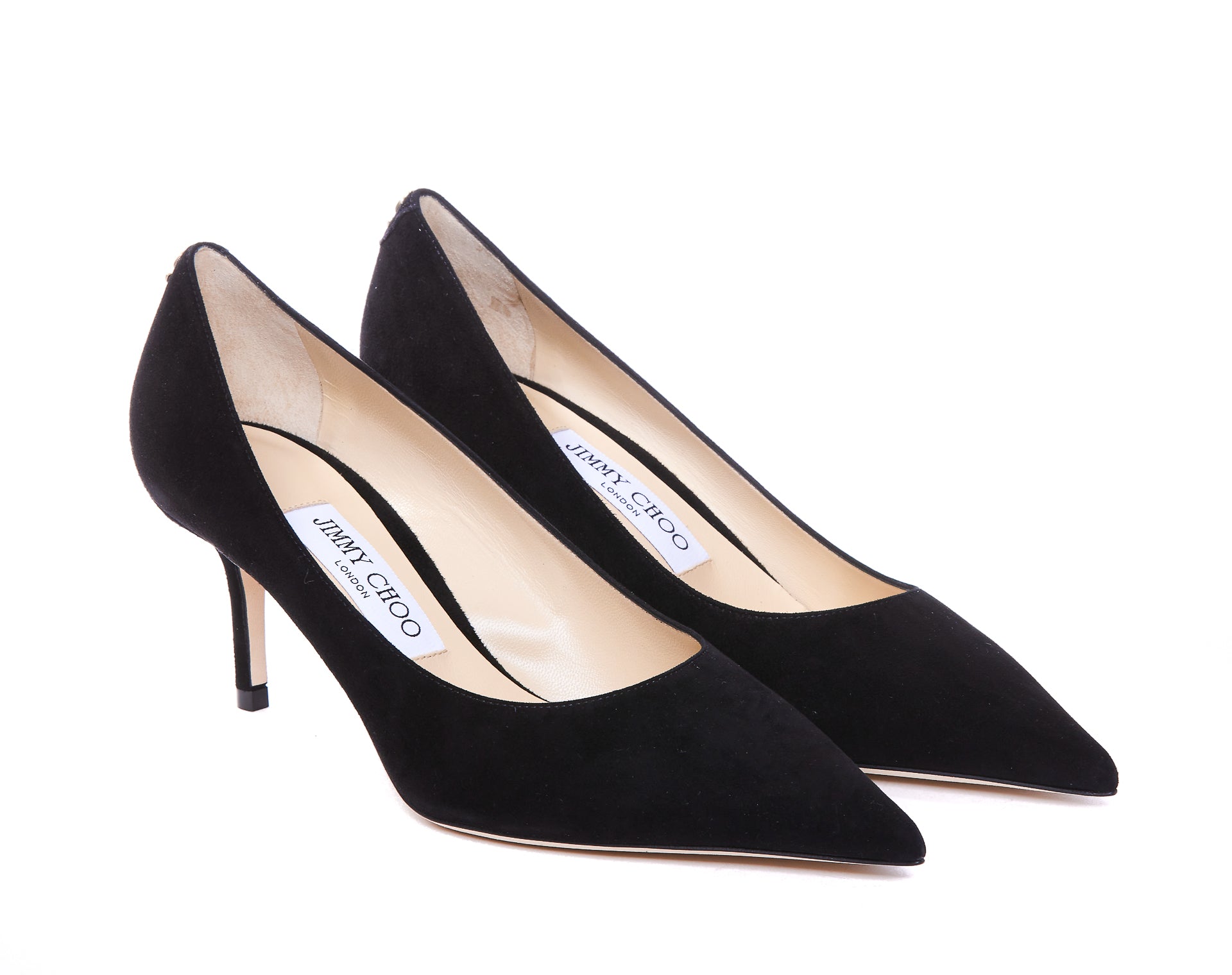 Jimmy Choo With Heel Black Suede Leather/leather Sole