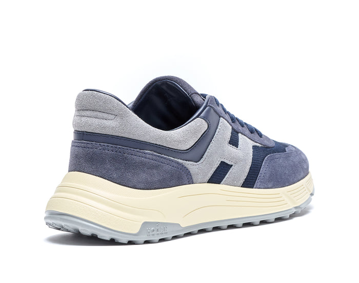 Hogan Sneakers Blue Suede And Fabric Upper