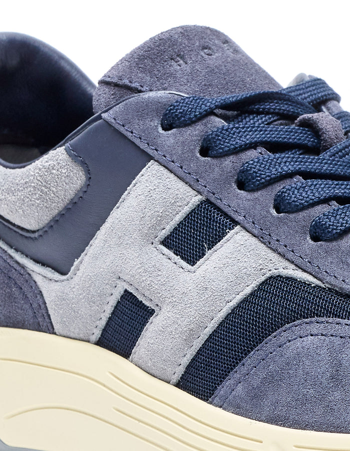 Hogan Sneakers Blue Suede And Fabric Upper