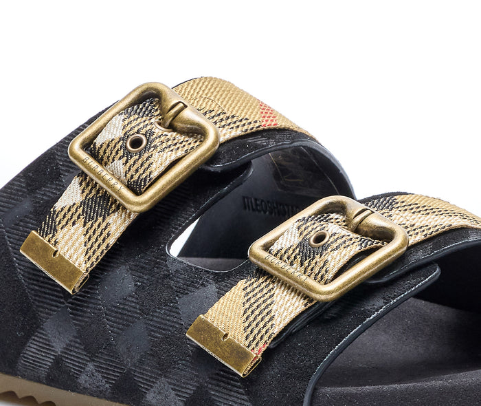 Burberry Sandals Black Leatherm Rubber Sole