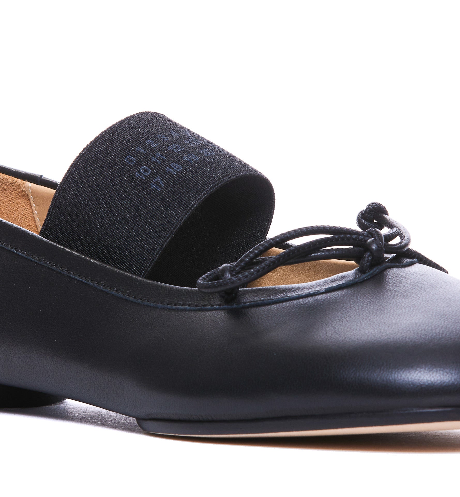Mm6 Maison Margiela Flat Shoes Black Calf Leather/ Leather Sole