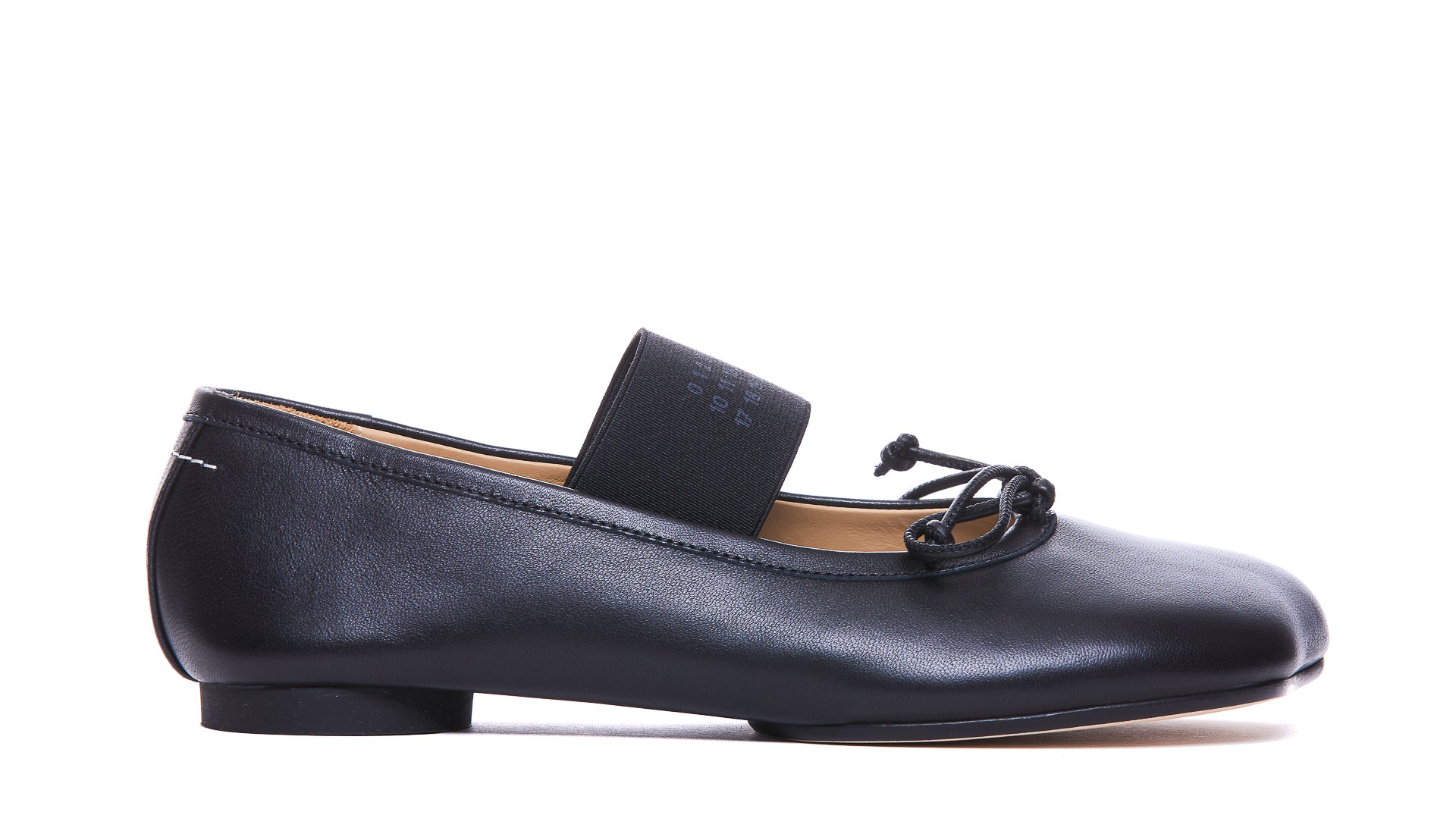 Mm6 Maison Margiela Flat Shoes Black Calf Leather/ Leather Sole