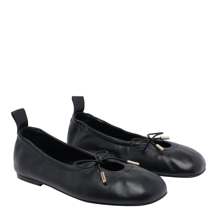 Alohas Flat Shoes Black Calf Leather/rubber Sole