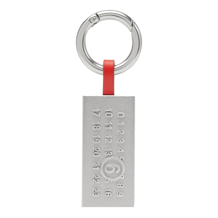 MM6 Maison Margiela Keychains Red Calf Leather Brass