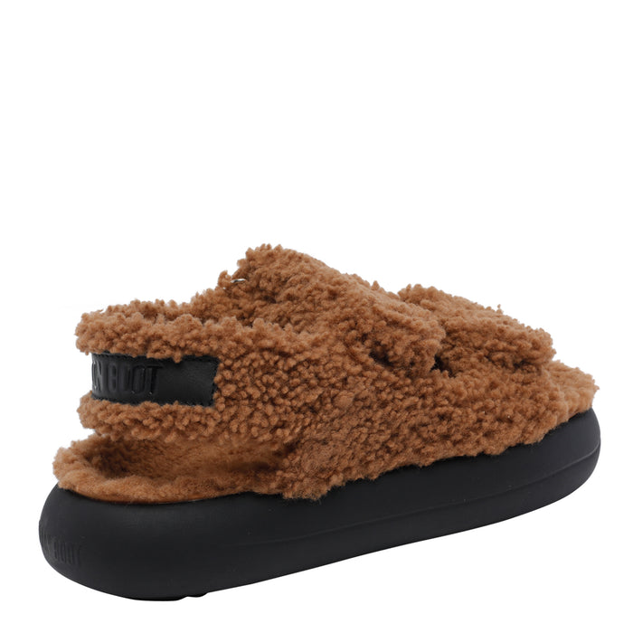 Moon Boot Sandals Brown Shearling/rubber Sole