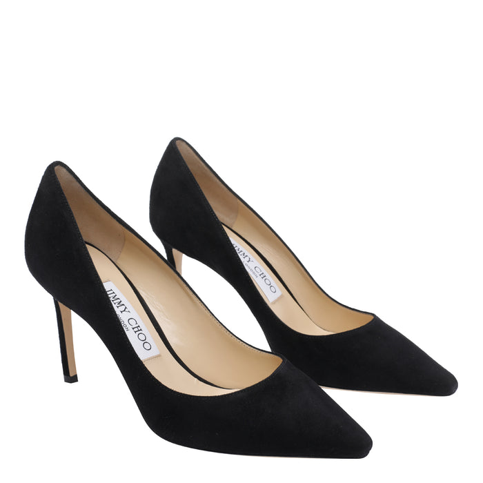 Jimmy Choo With Heel Black Suede Leather/leather Sole