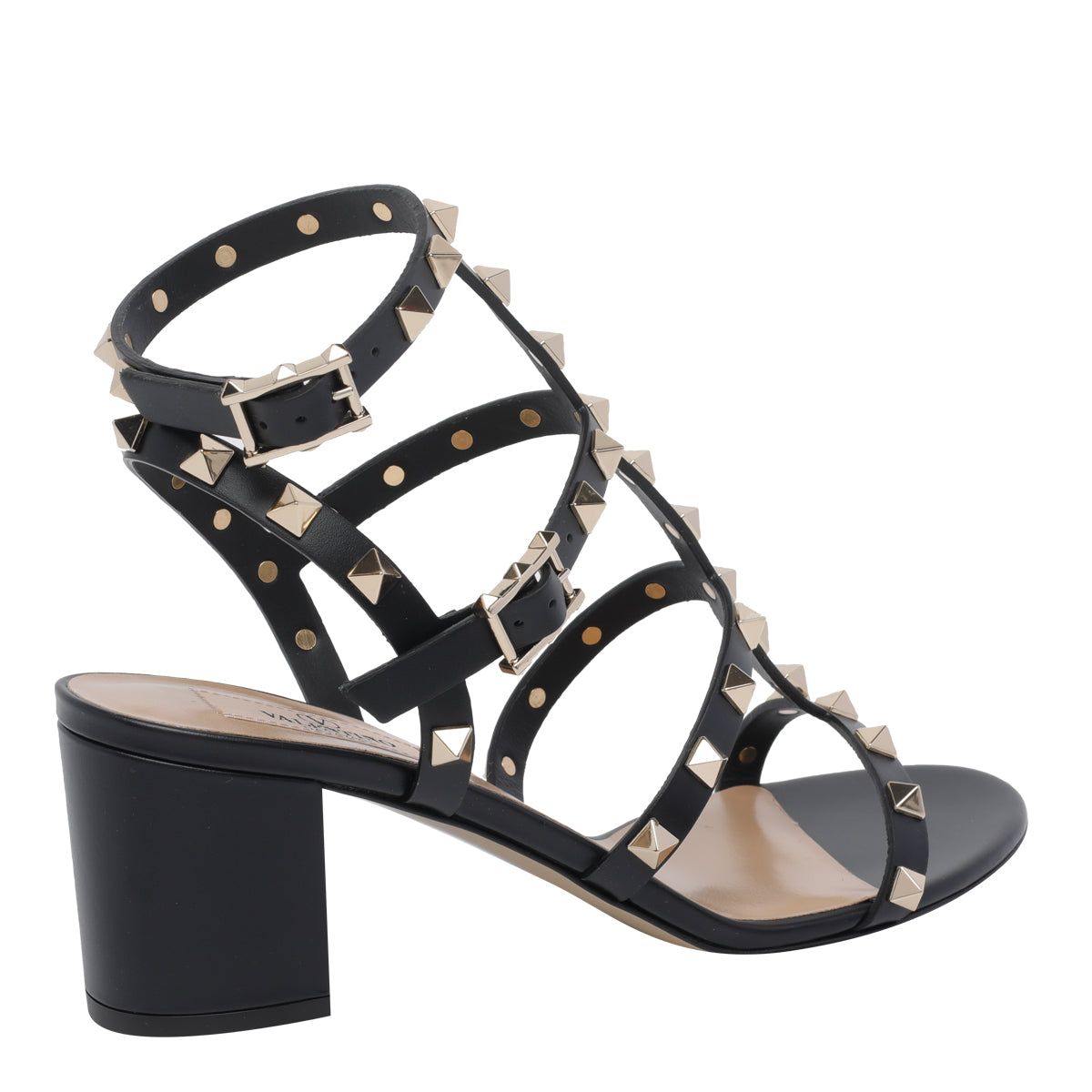 Valentino Garavani Sandals Black Calf Leather/leather Sole