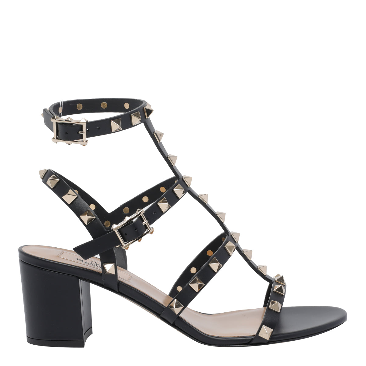 Valentino Garavani Sandals Black Calf Leather/leather Sole