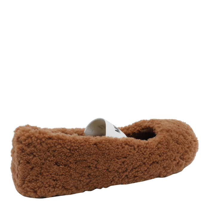 Moon Boot Flat shoes Brown Shearling/rubber Sole