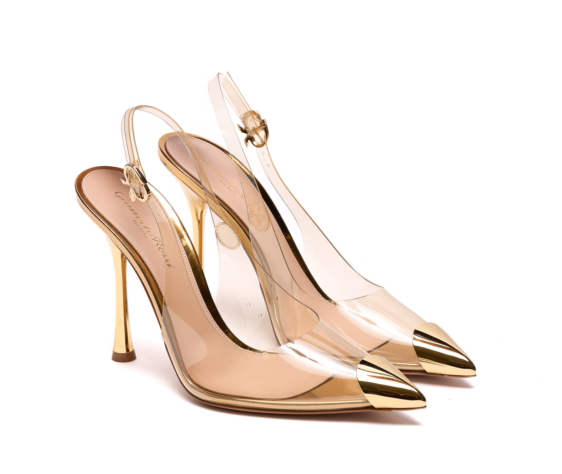 Gianvito Rossi With Heel Golden Rubberand Leather