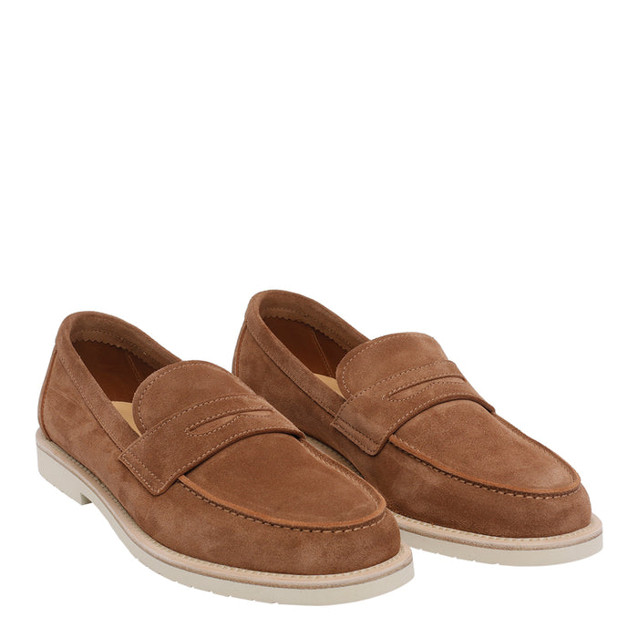 Brunello Cucinelli Flat shoes Brown Suede Leather/rubber Sole