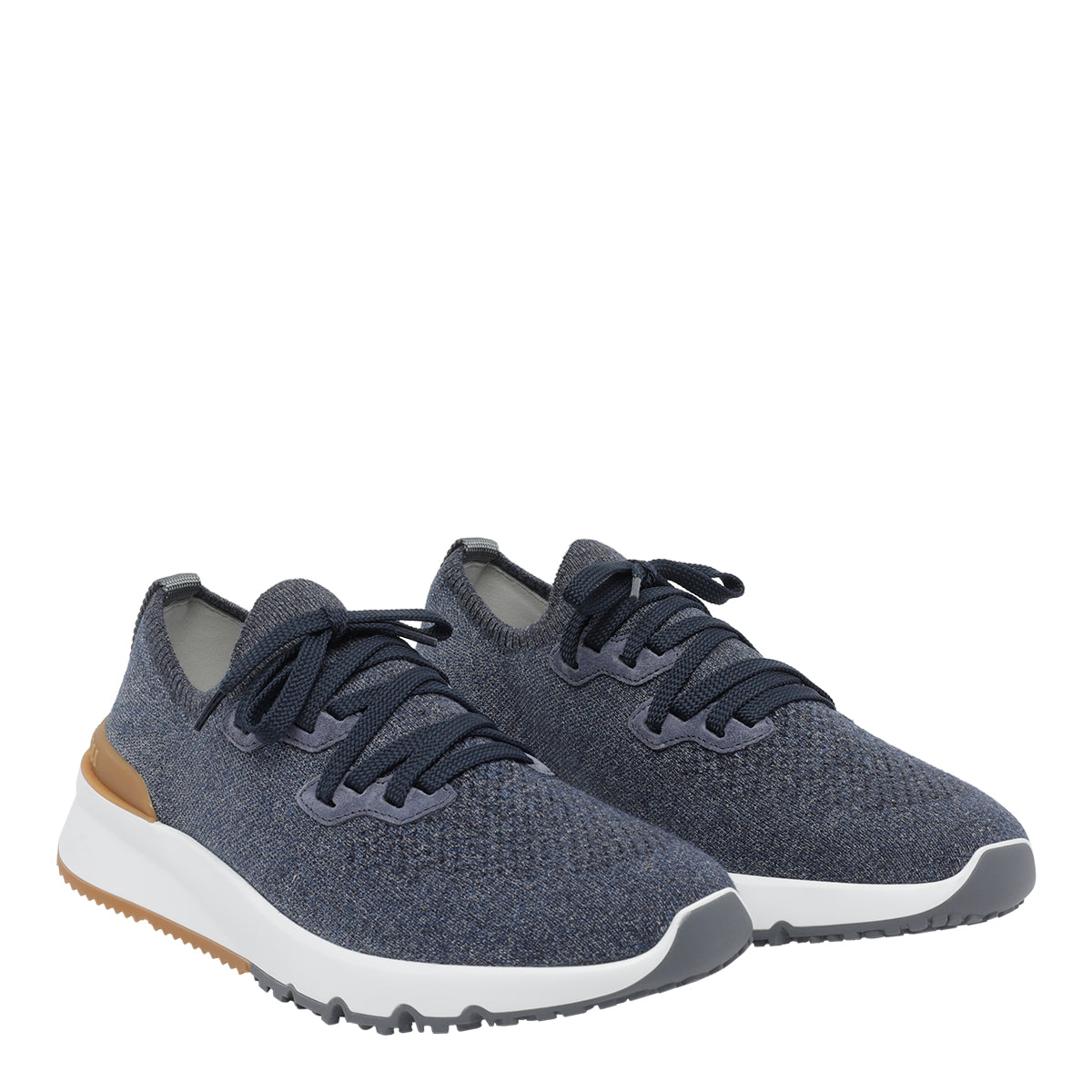 Brunello Cucinelli Sneakers Blue Fabric /rubber Sole