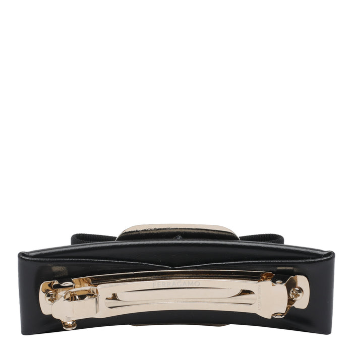 Ferragamo Accessories Black Fabric Brass Calf Leather