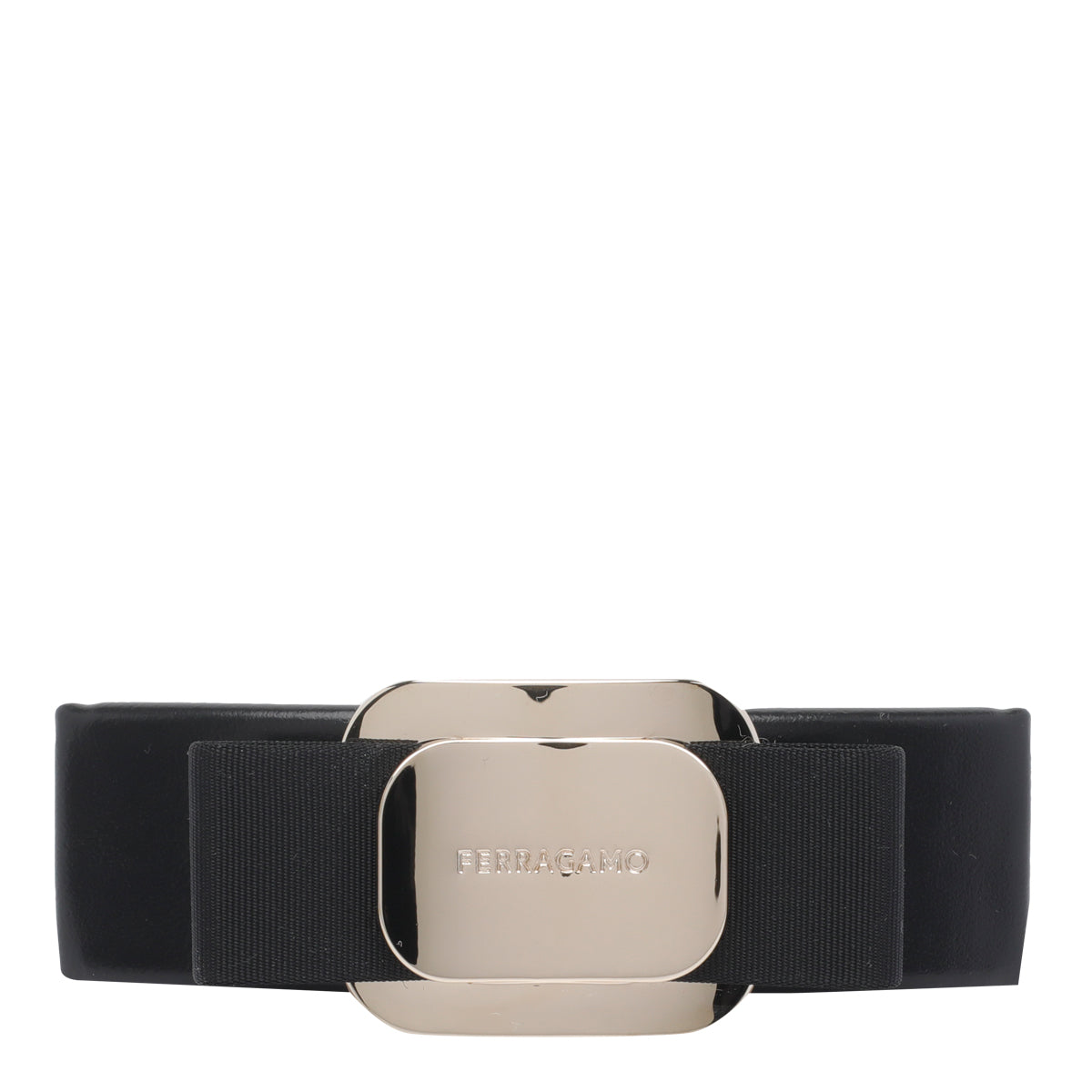Ferragamo Accessories Black Fabric Brass Calf Leather