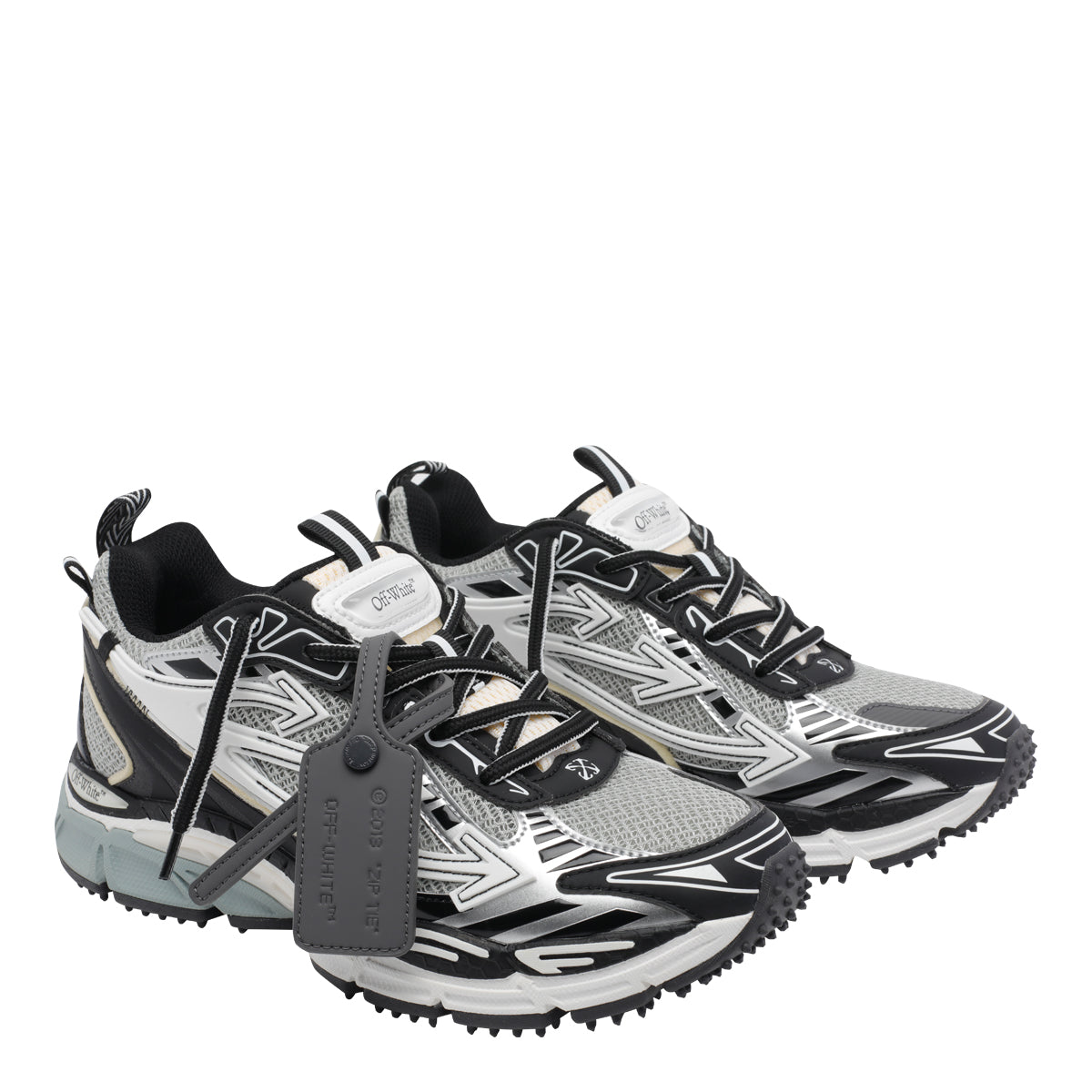 Off White Sneakers Black Fabric Rubber/rubber Sole