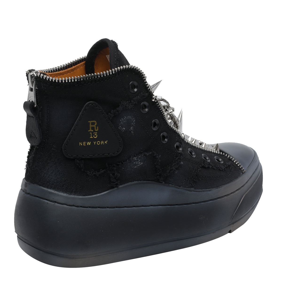 R13 Boots Black Fabric Metal/rubber Sole