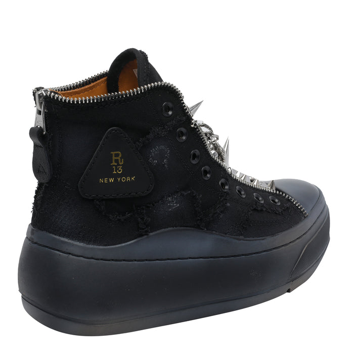 R13 Boots Black Fabric Metal/rubber Sole