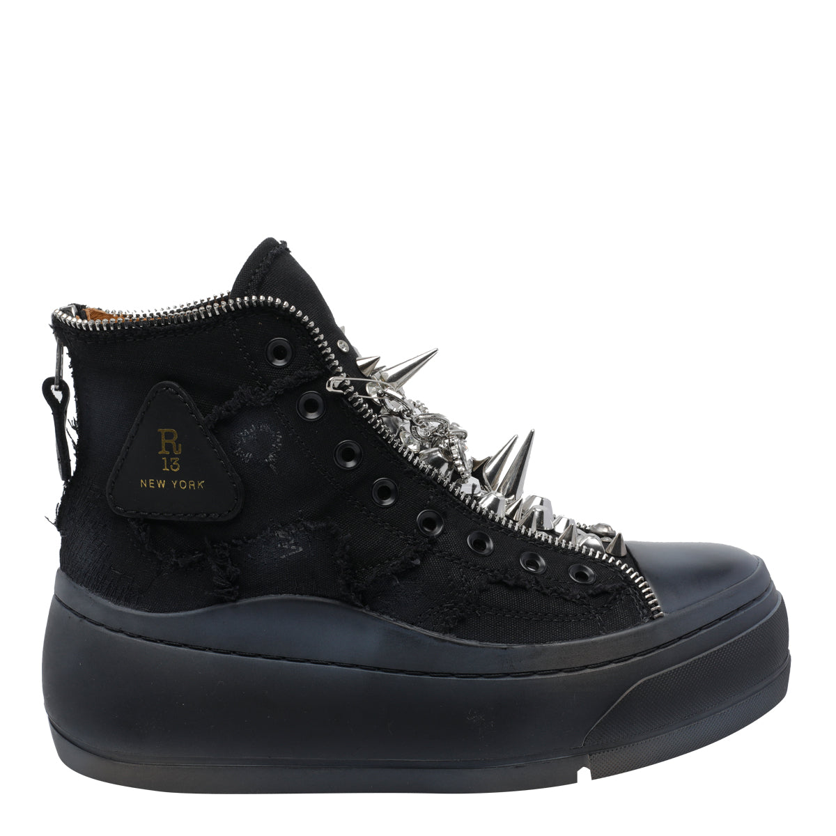 R13 Boots Black Fabric Metal/rubber Sole