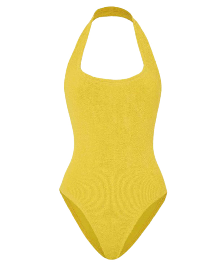 HUNZA G LONDON Sea clothing Yellow Polyester Elastane