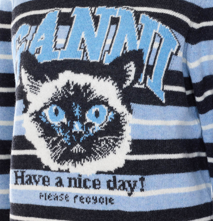 Ganni Sweaters Blue Wool