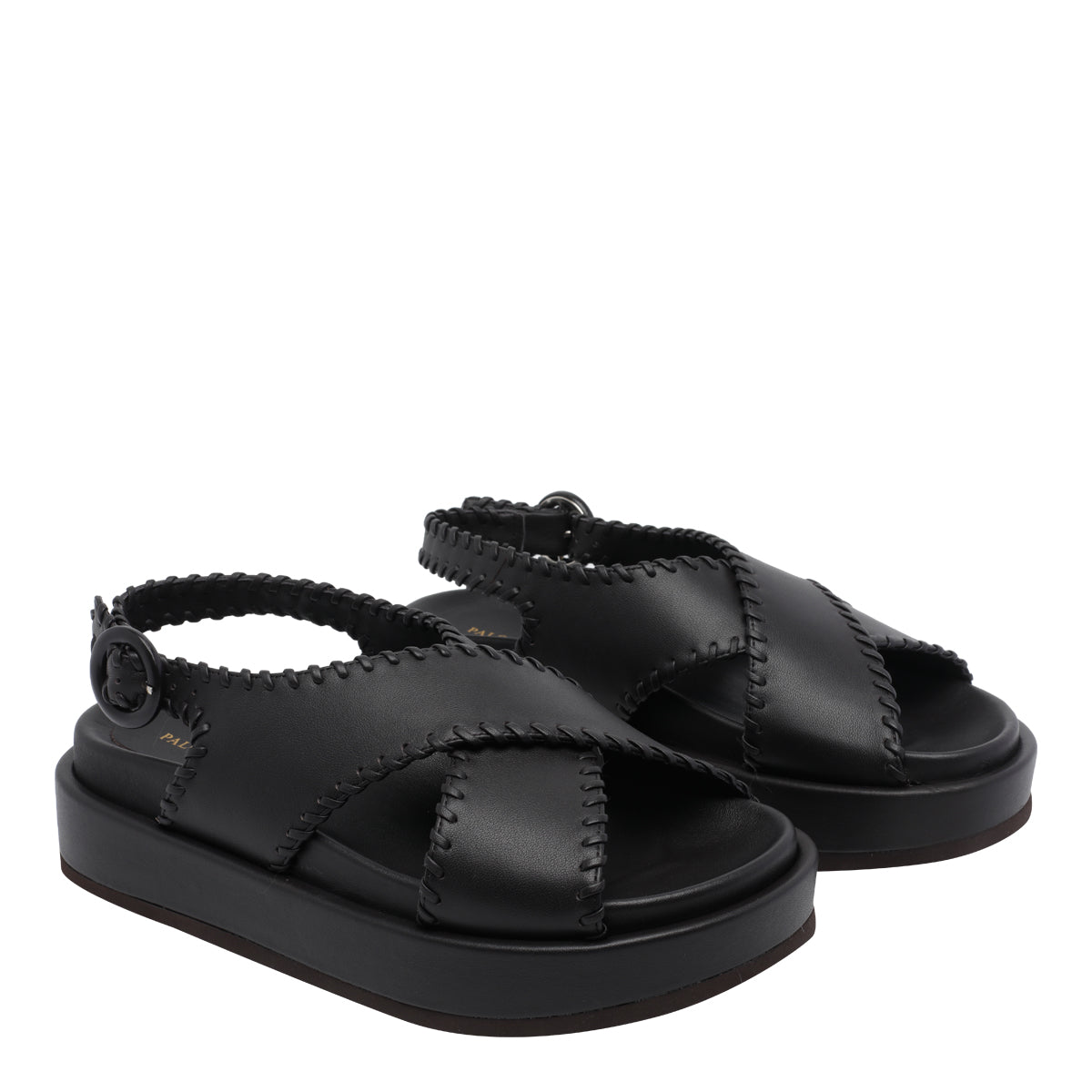 Paloma Barcelò Sandals Black Calf Leather/rubber Sole