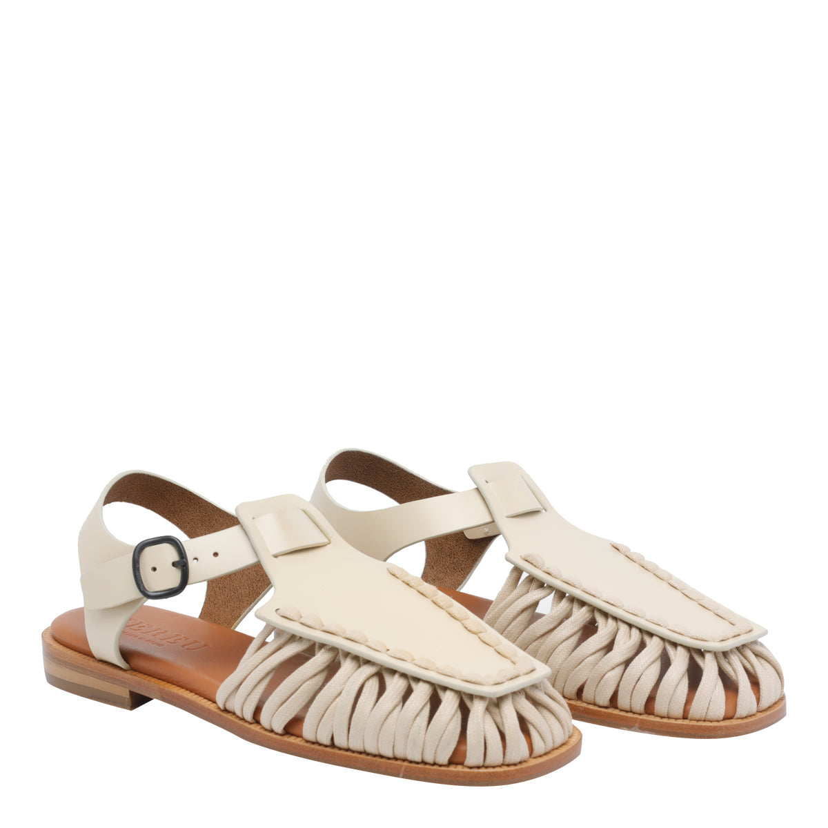 HEREU Sandals White Calf Leather/leather Sole