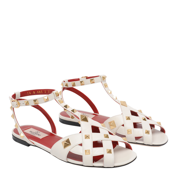 Valentino Garavani Sandals White Calf Leather/rubber Sole