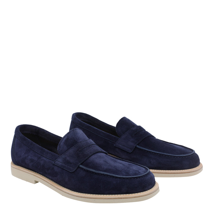 Brunello Cucinelli Flat shoes Blue Suede Leather/rubber Sole