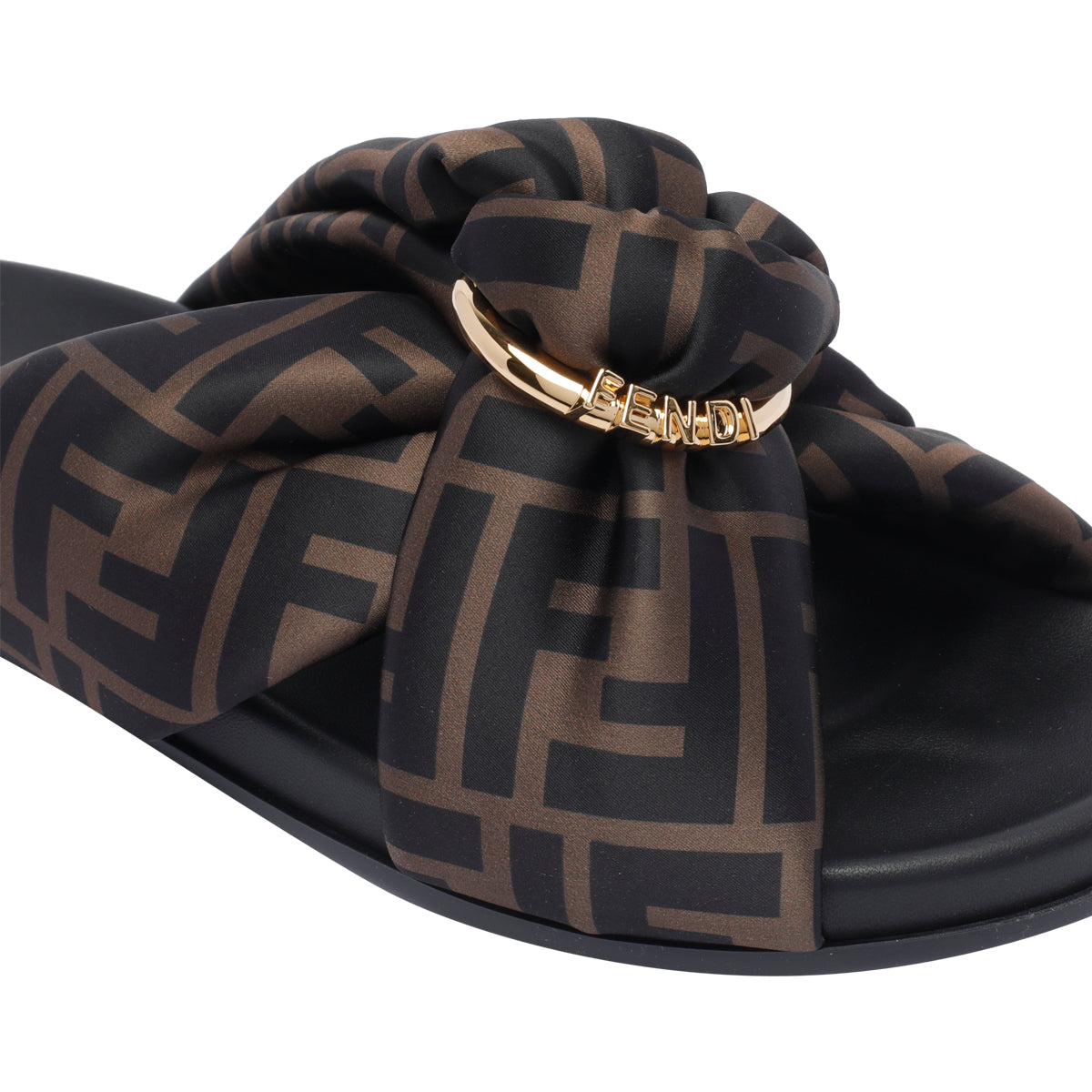 Fendi Sandals Brown Fabric/rubber Sole