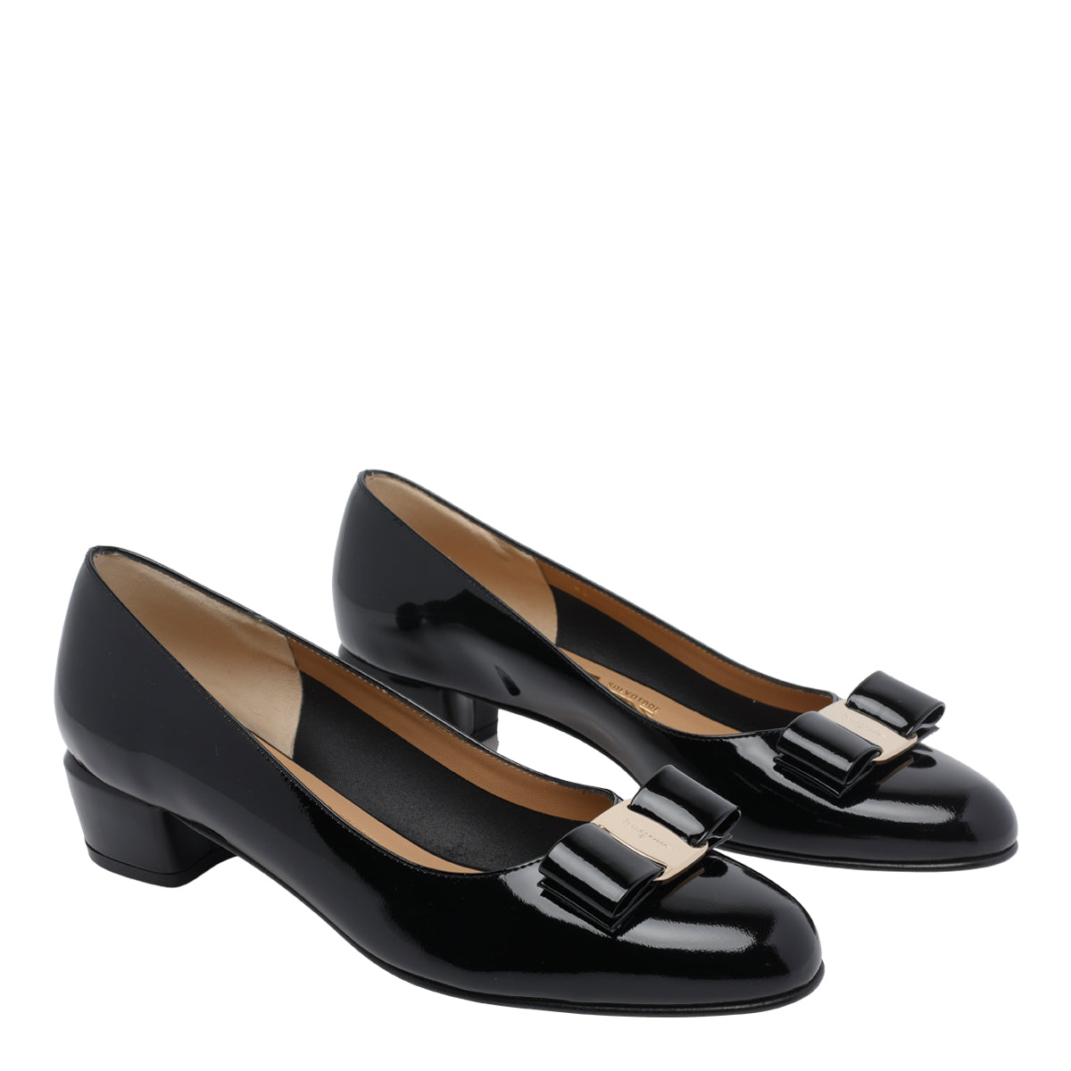 Ferragamo With Heel Black Patent Leather/leather Sole