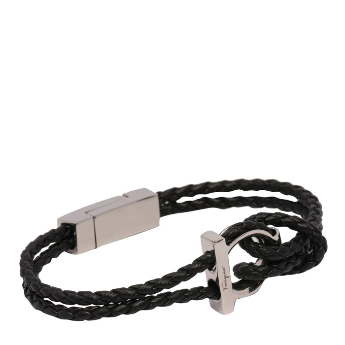 Ferragamo Bijoux Black Brass Steel Calf Leather