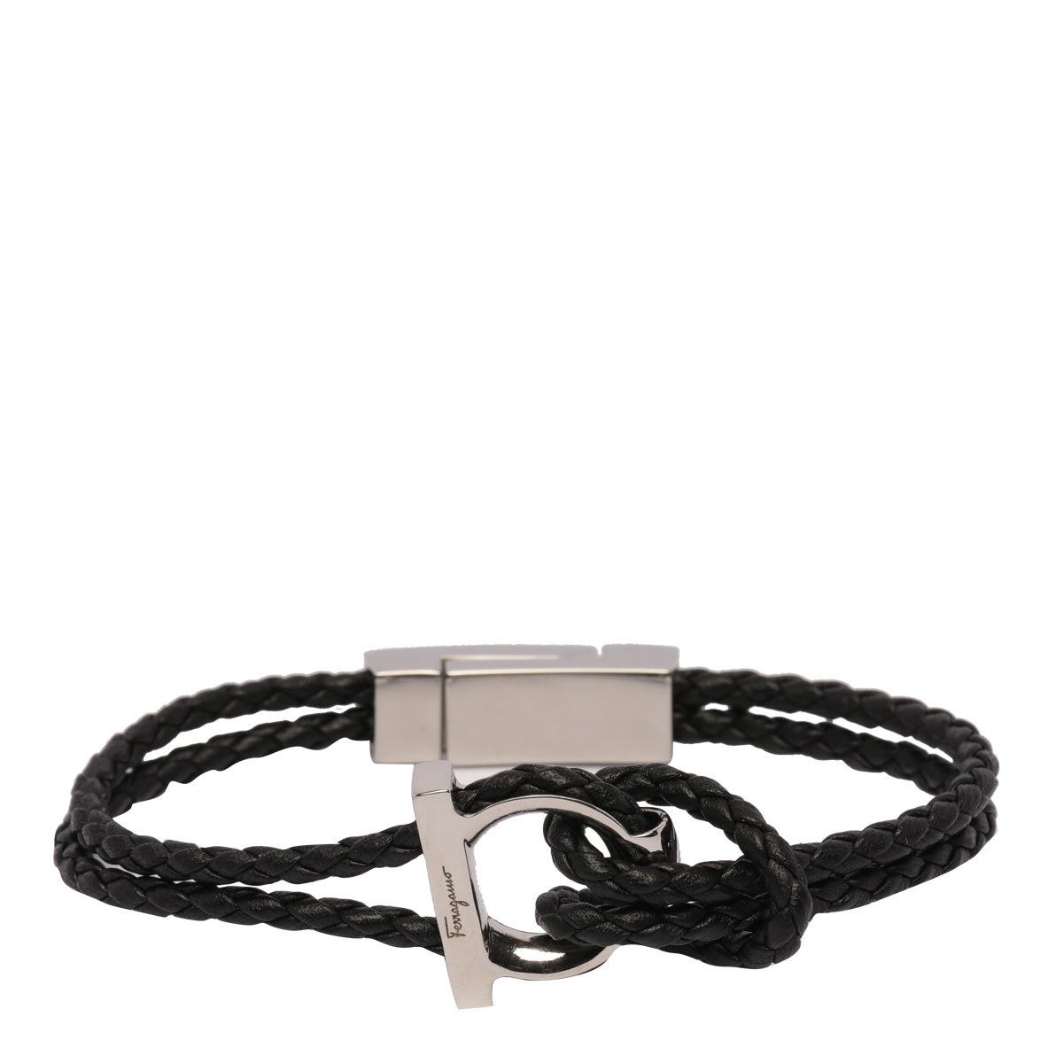 Ferragamo Bijoux Black Brass Steel Calf Leather