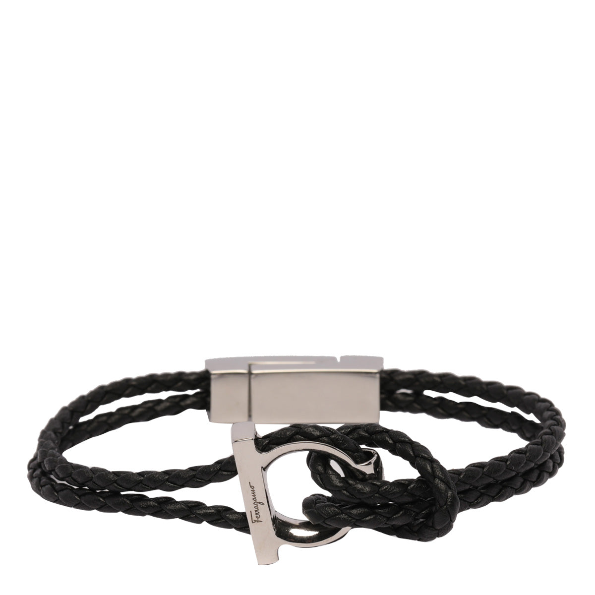 Ferragamo Bijoux Black Brass Steel Calf Leather