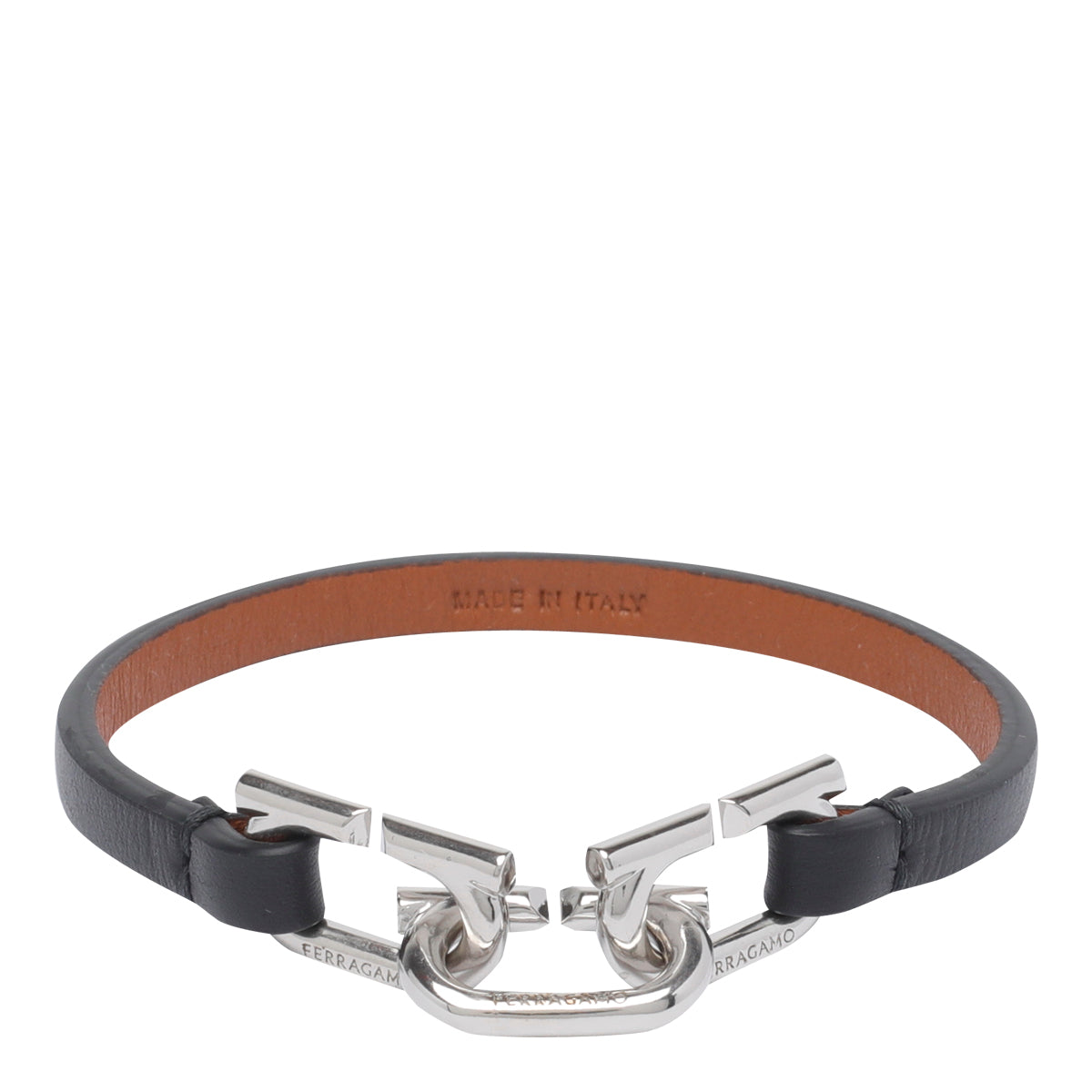 Ferragamo Bijoux Black Brass Calf Leather