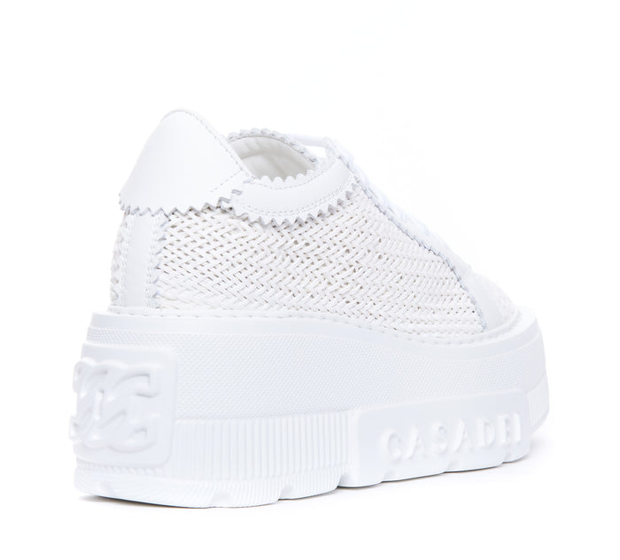 Casadei Sneakers White Calf Leather/rubber Sole