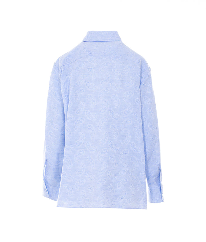 Etro Shirts Blue Linen