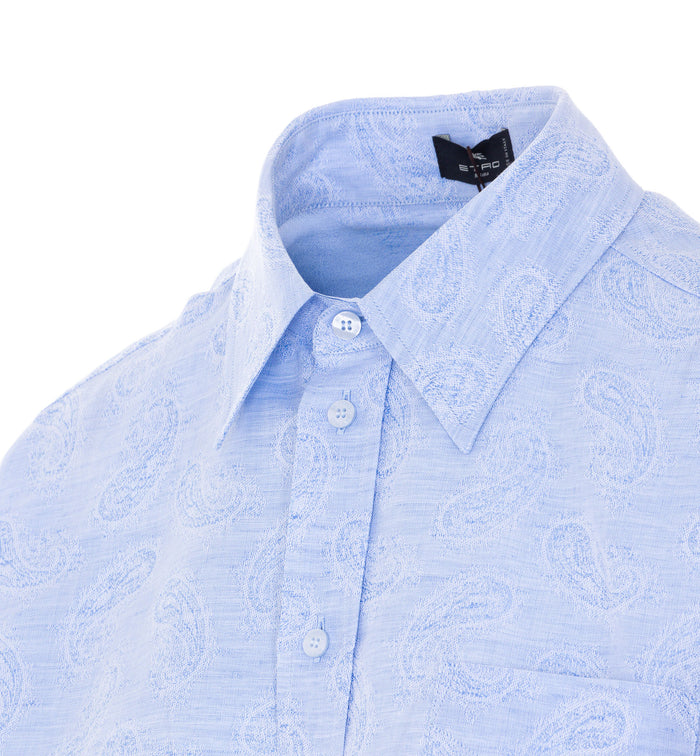 Etro Shirts Blue Linen