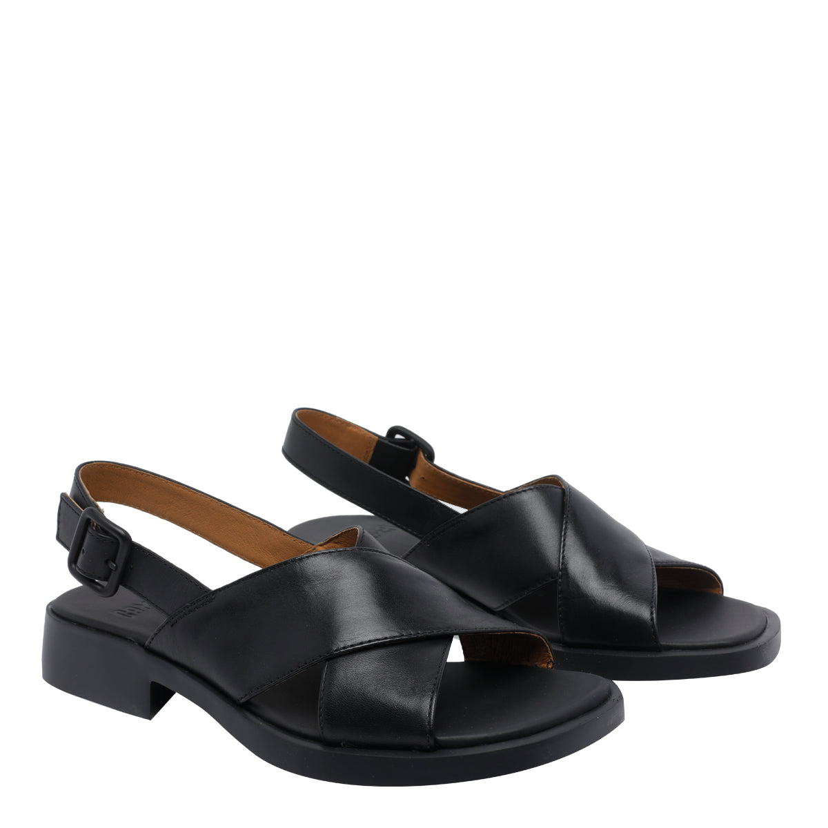 Camper Sandals Black Calf Leather/rubber Sole