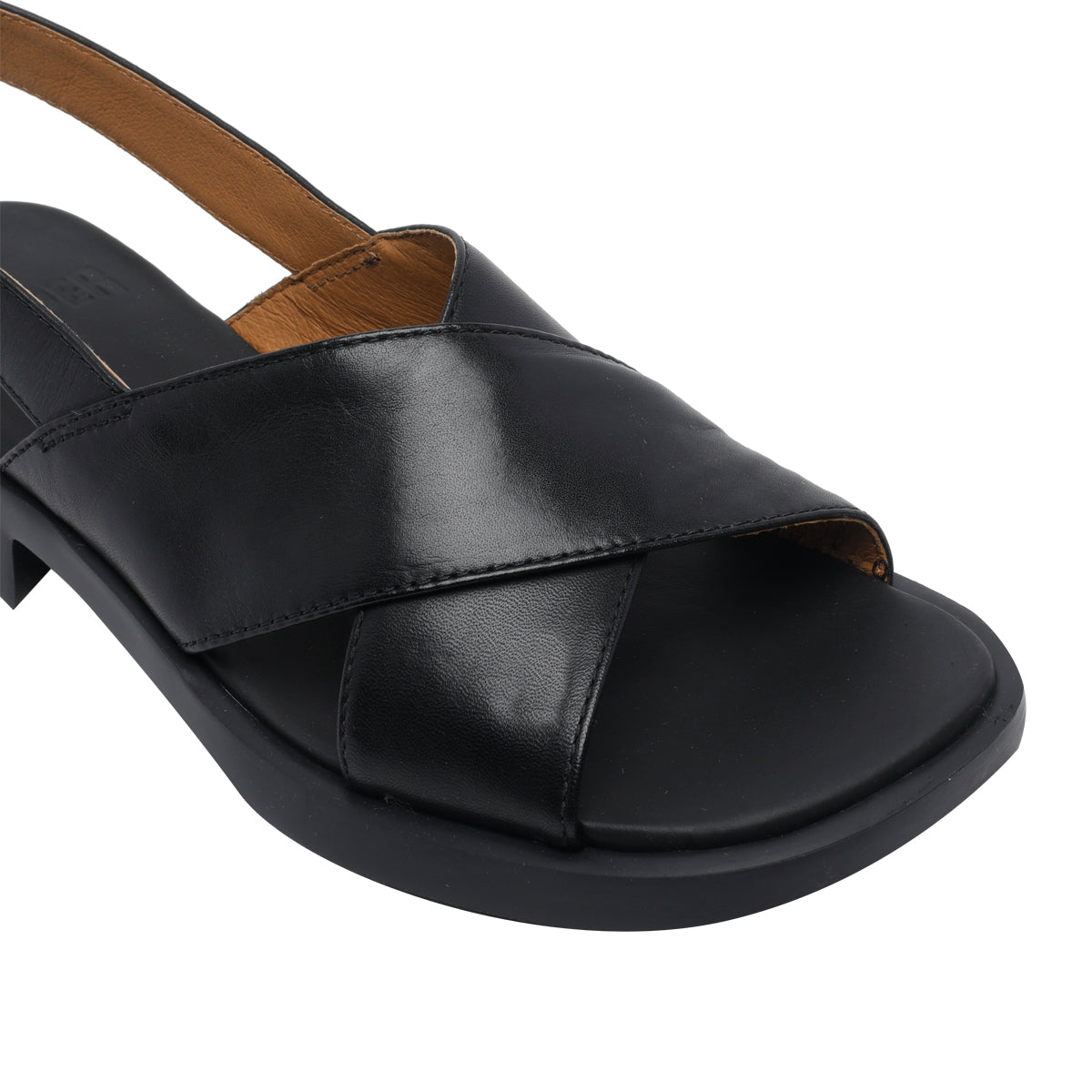 Camper Sandals Black Calf Leather/rubber Sole