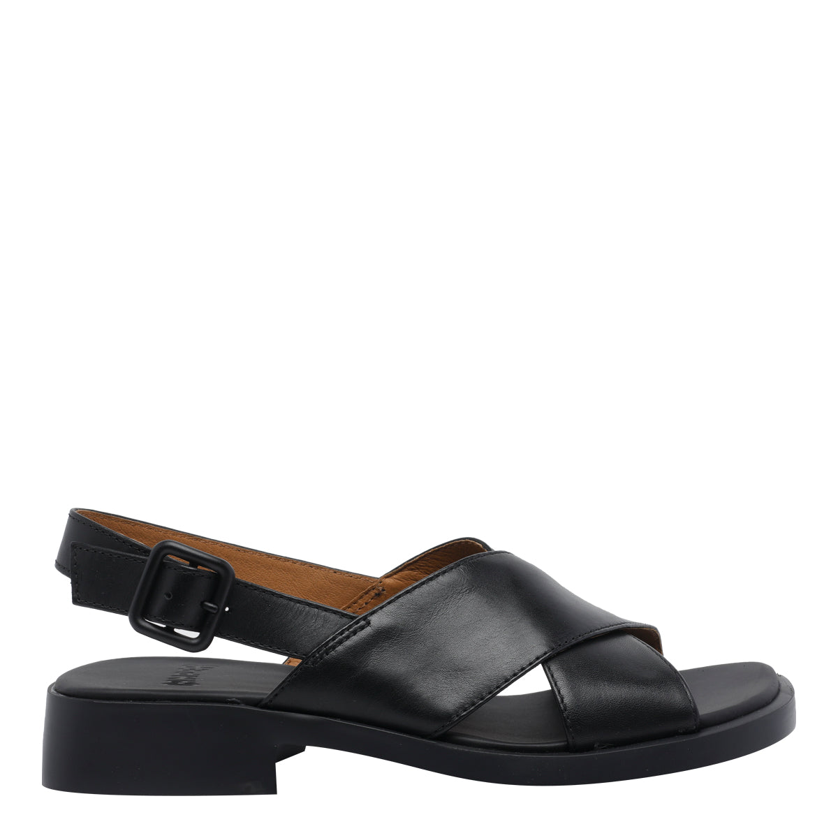 Camper Sandals Black Calf Leather/rubber Sole
