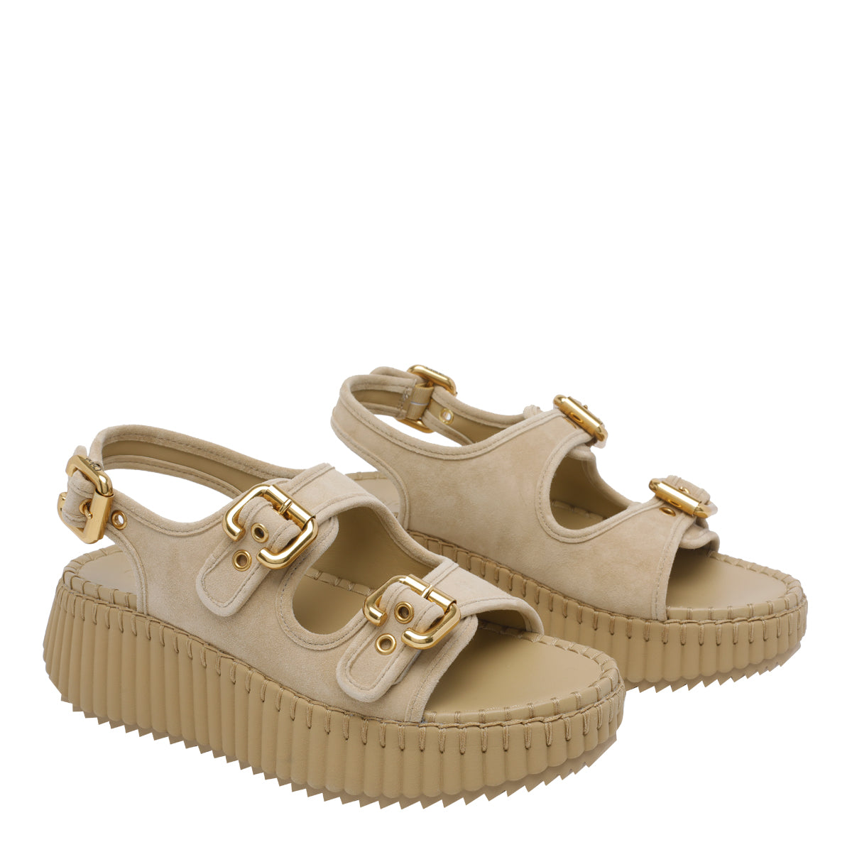 Chloè Sandals Beige Suede Leather/rubber Sole