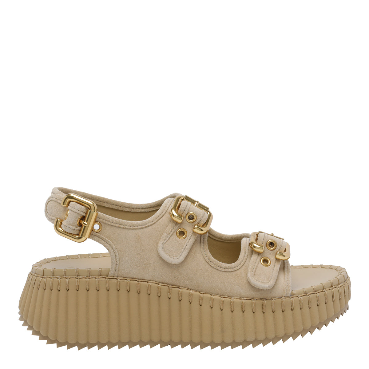Chloè Sandals Beige Suede Leather/rubber Sole