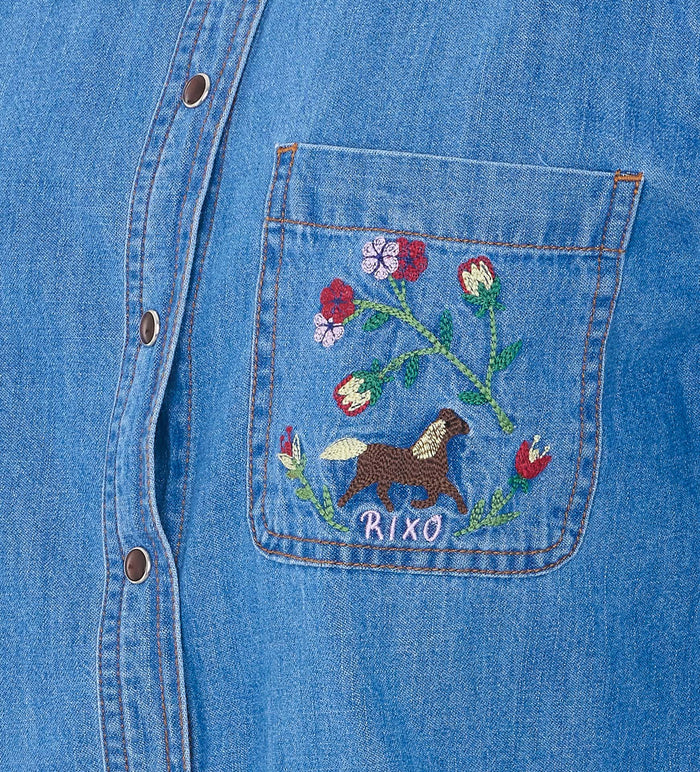 Rixo Top Blue Cotton