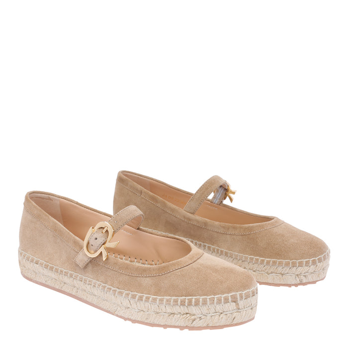 Gianvito Rossi Flat shoes Beige Suede Leather/rubber Sole