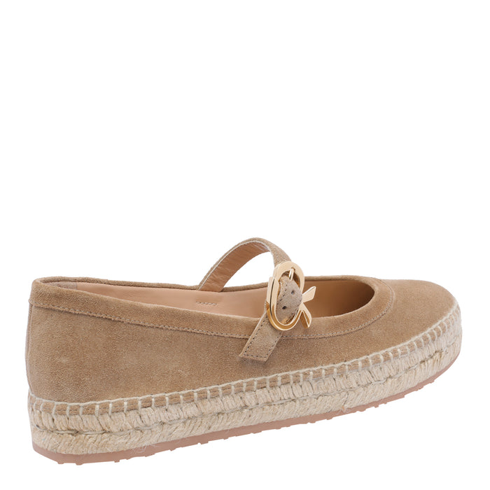 Gianvito Rossi Flat shoes Beige Suede Leather/rubber Sole