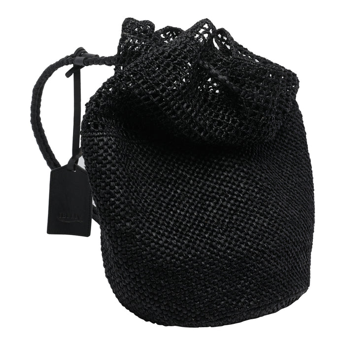 IBELIV Bags Black Raffia Cotton